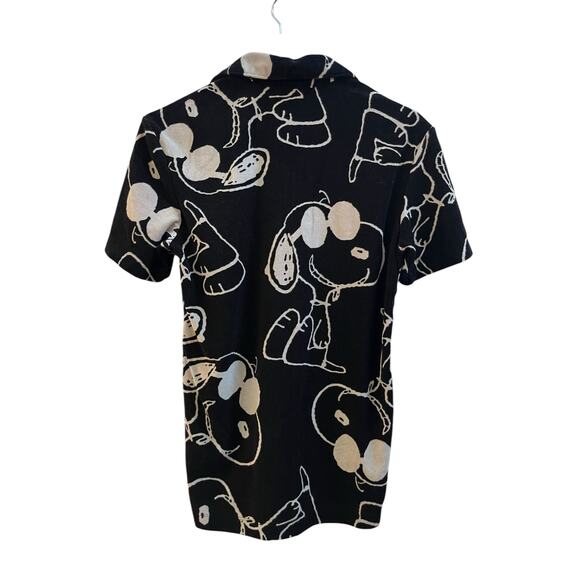 H&M Men’s Regular Fit Peanuts Snoop Print Terry Polo Shirt Size XS - Picture 3 of 10